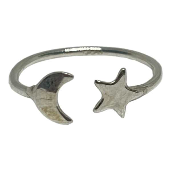 Anillo Medio Dedo Liso Luna y Estrella