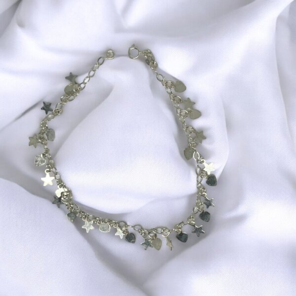 Pulsera Tobillo Corazón Estrellas 24 Cm - Imagen 3