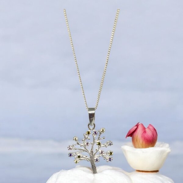 Árbol De La Vida Con Zirconia 3.5 Cm con fondo