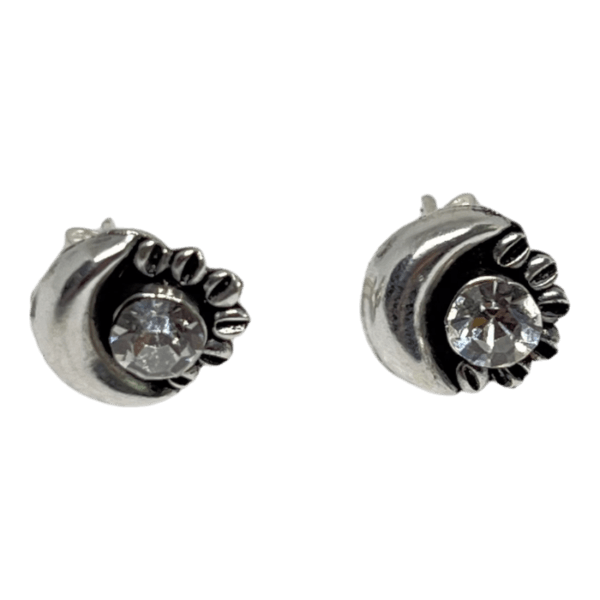 Arete Básico Oxidado (*2 Centro Plata Centro Piedra Rosa, Luna Y Sol)