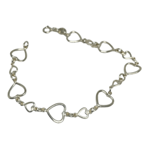 Vista lateral de Pulsera Corazones Grandes Huecos