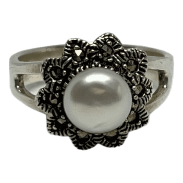 Anillo Marquesita Flor Perla
