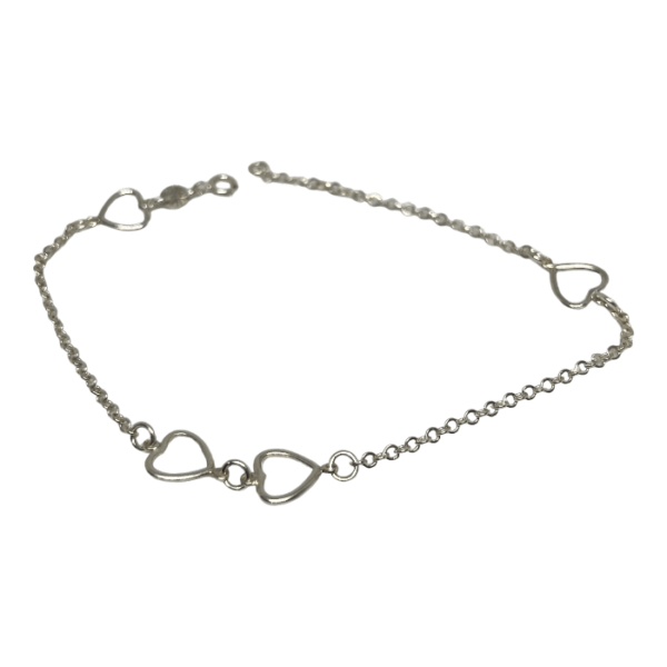 Vista lateral de Pulsera Tobillo Corazones 25.5Cm O 24CM